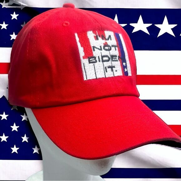 I’M NOT BIDEN IT. l USA Statement Hat, Cap l Soft Cotton l Slide Closure… - Picture 1 of 14